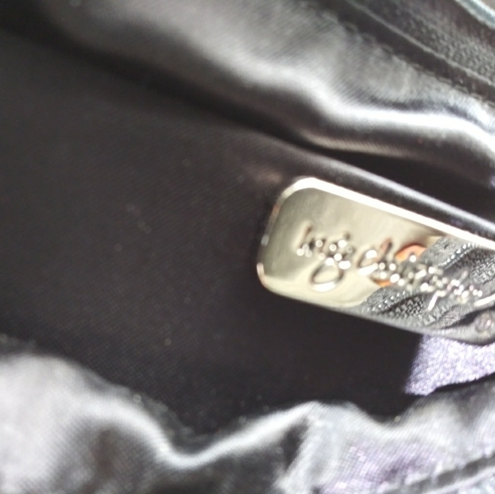 Inge Christopher Satin/Black Beaded Purse 9" X 6" - Picture 2 of 3